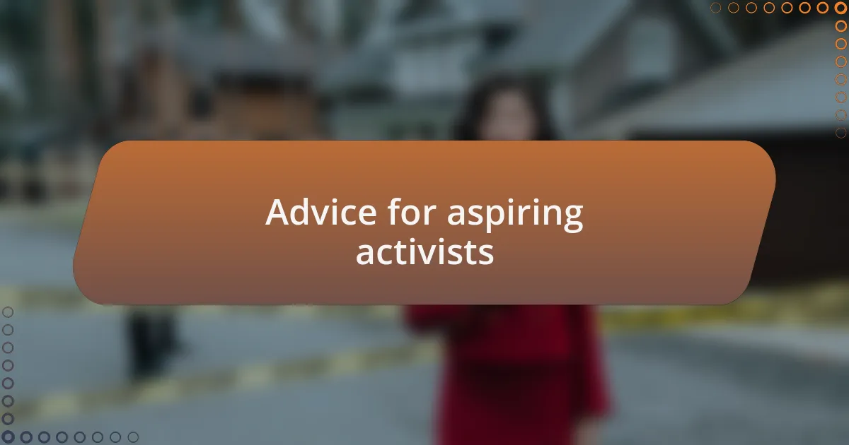 Advice for aspiring activists