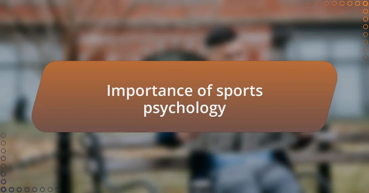Importance of sports psychology