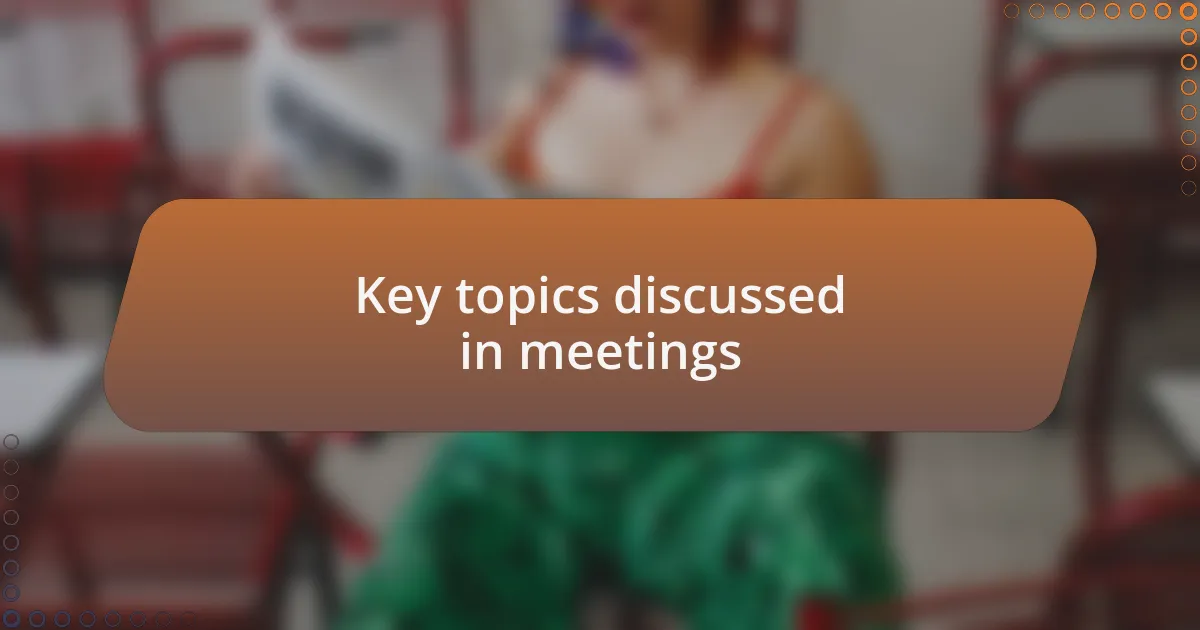 Key topics discussed in meetings