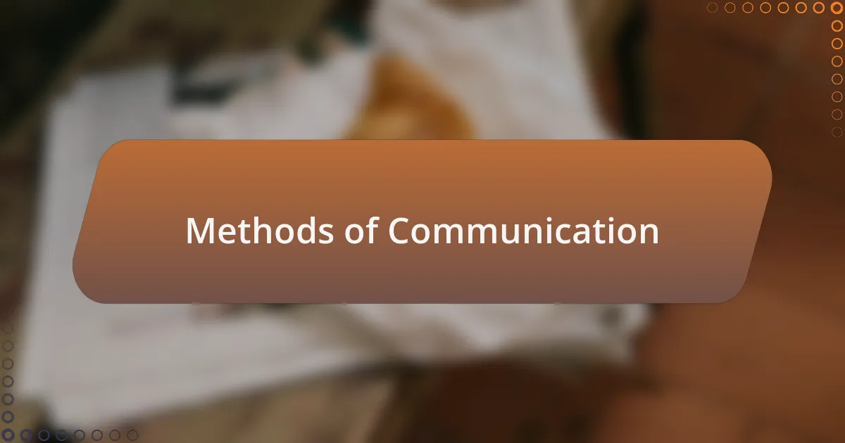 Methods of Communication