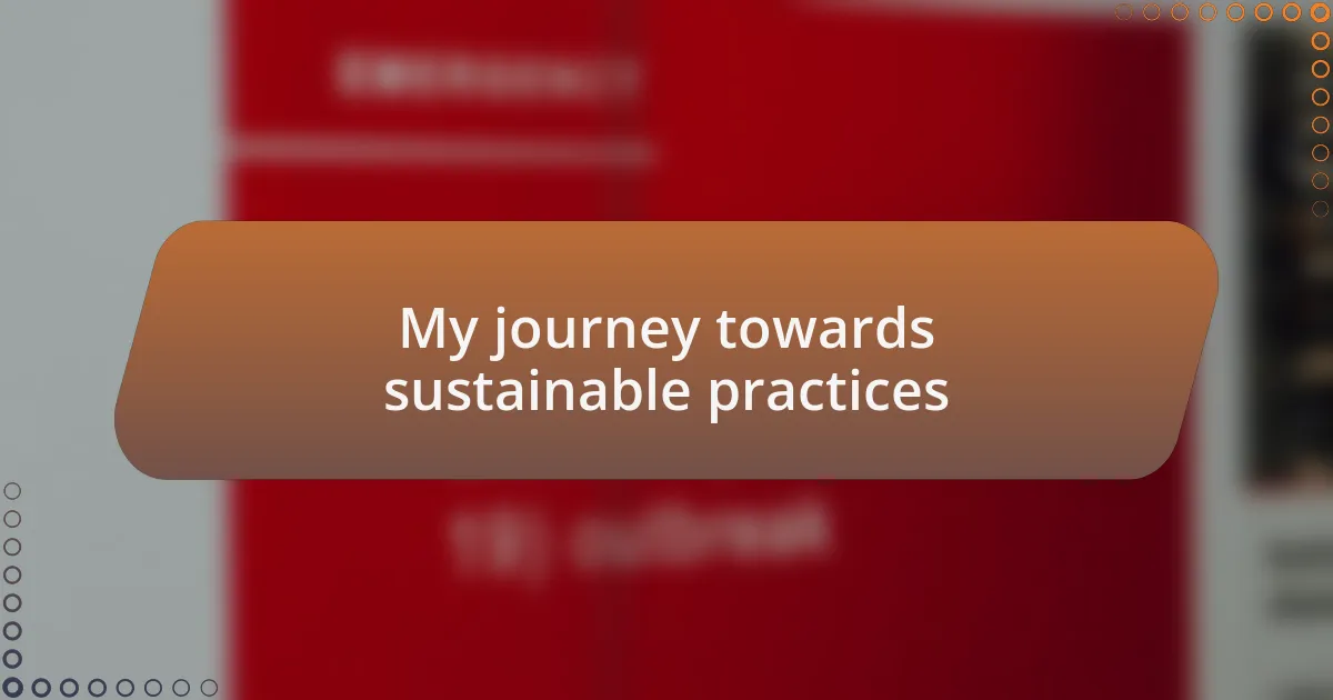My journey towards sustainable practices