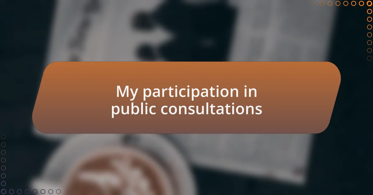 My participation in public consultations