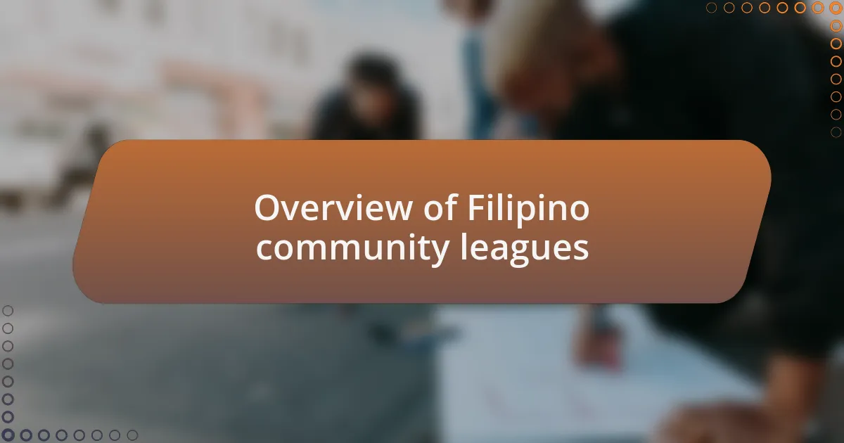 Overview of Filipino community leagues