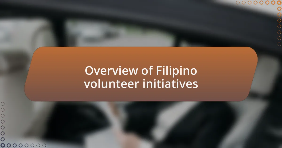 Overview of Filipino volunteer initiatives