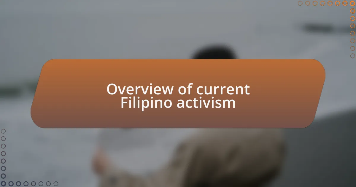 Overview of current Filipino activism