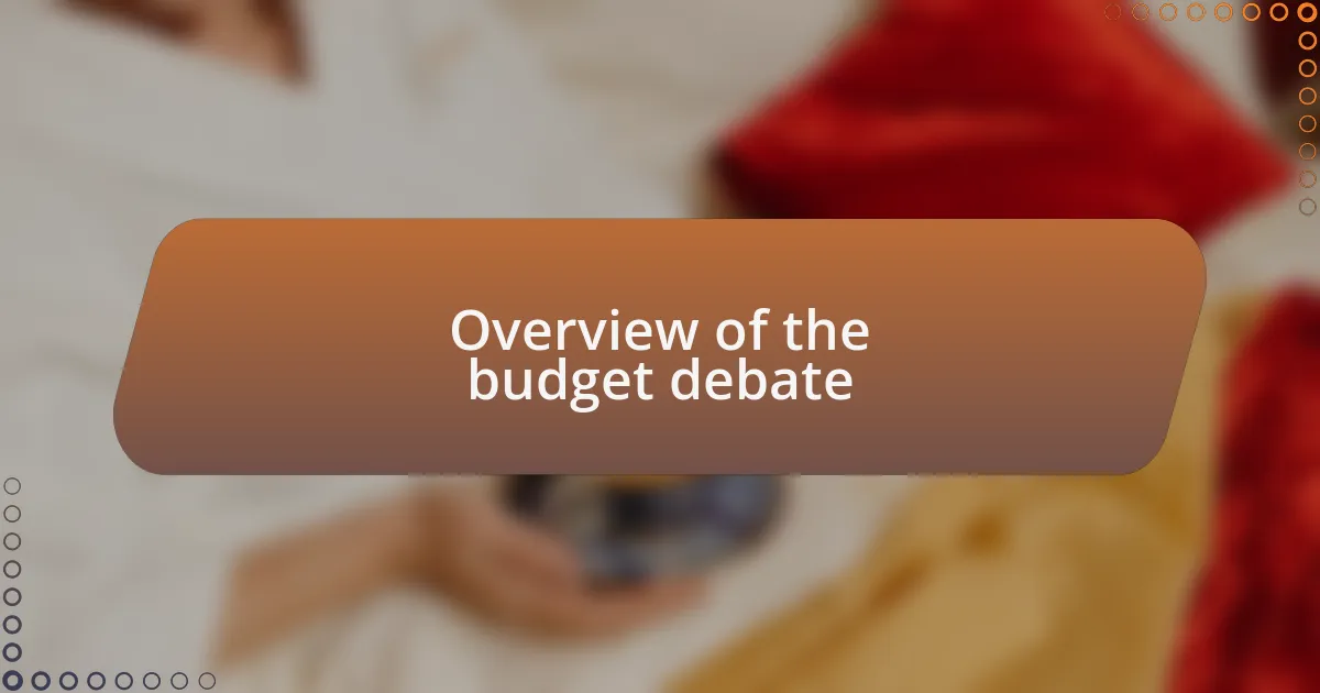 Overview of the budget debate