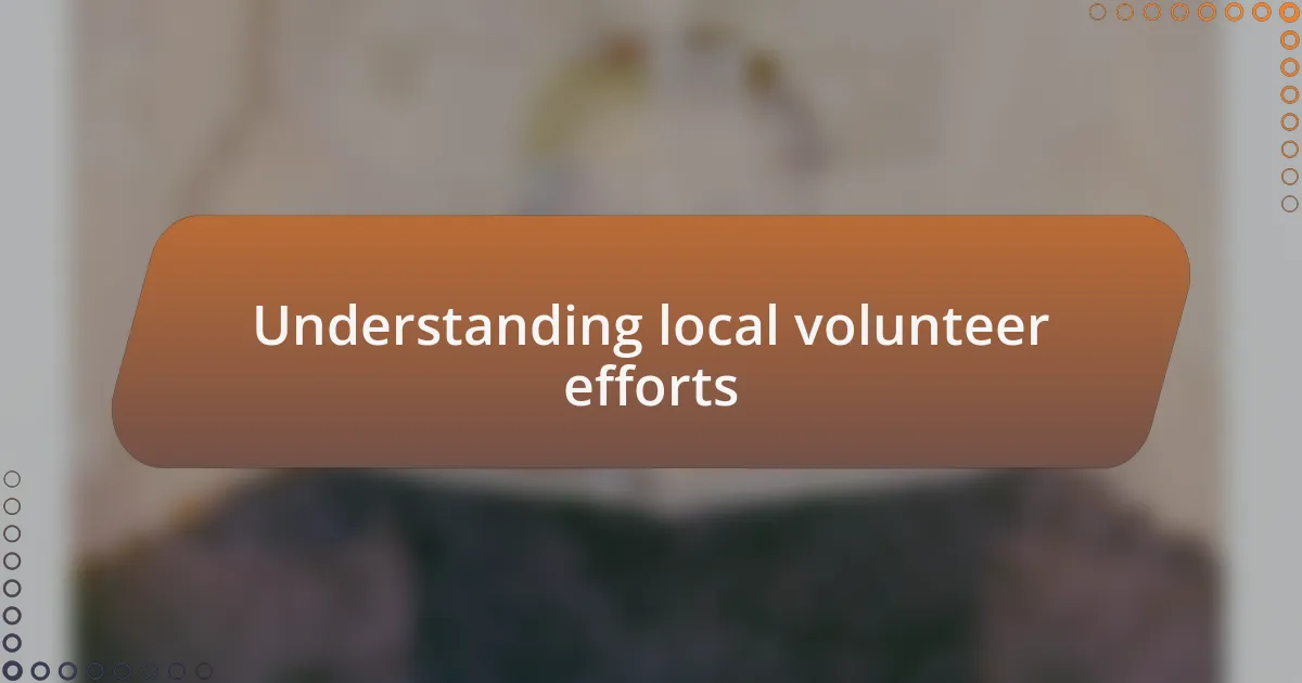 Understanding local volunteer efforts
