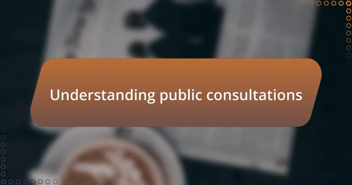 Understanding public consultations