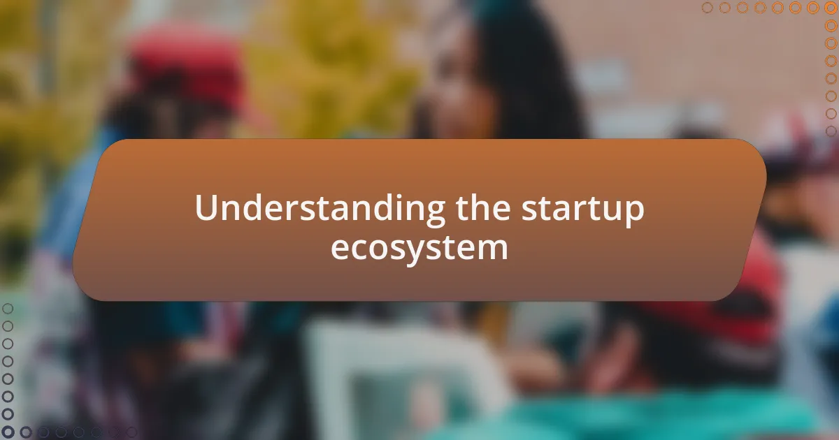 Understanding the startup ecosystem